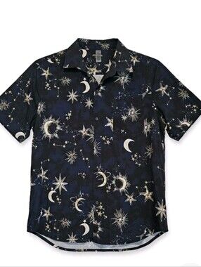Johnny Was Men’s Zolita Coverup Shirt Midnight Celestial Moon Star Medium